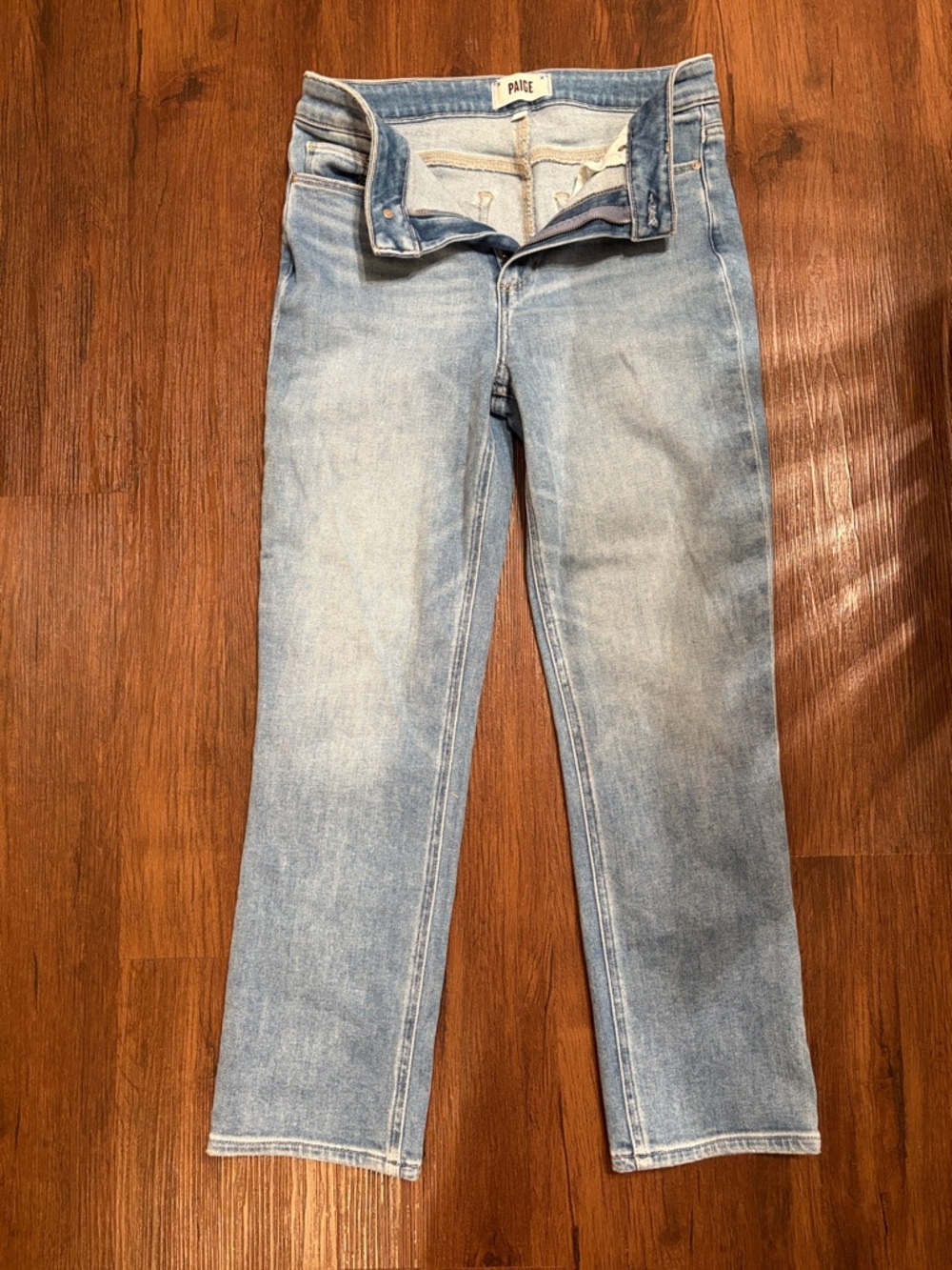 PAIGE Cindy Crop blue Straight Leg high rise Jeans women sz 28 EUC ankle